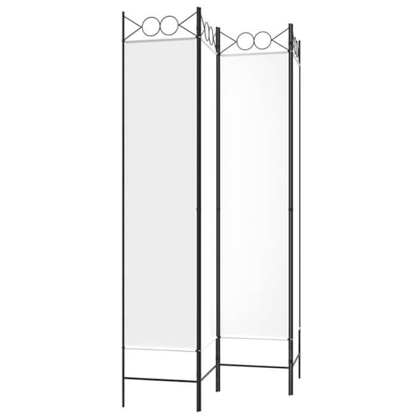 Paravent rumdeler 4 paneler 160 x 200 cm hvidt stof og jern DEC030837 Vit