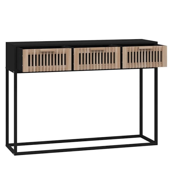 Entréemøbel konsolbord design elegant med skuffer 105 x 30 x 75 cm ingenieurtræ og sort jern DEC032094 kastanj