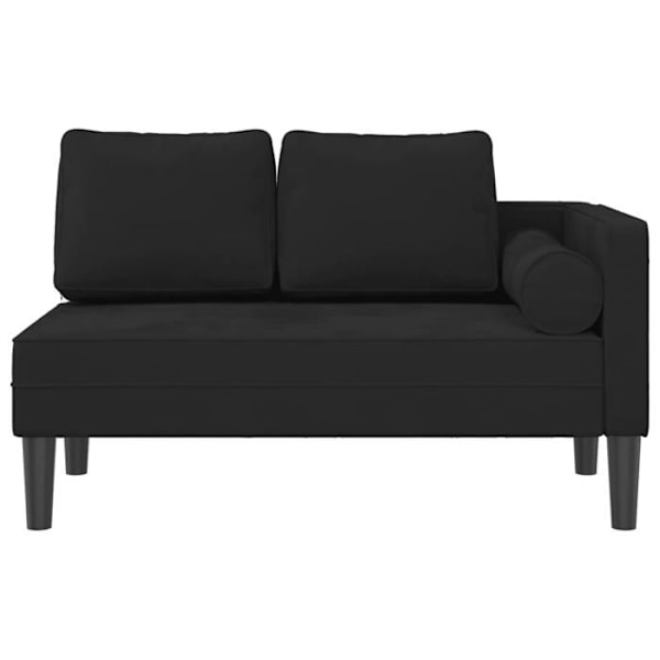 Meridienne chaise longue til indendørs med puder i sort velour DEC026092 Svart