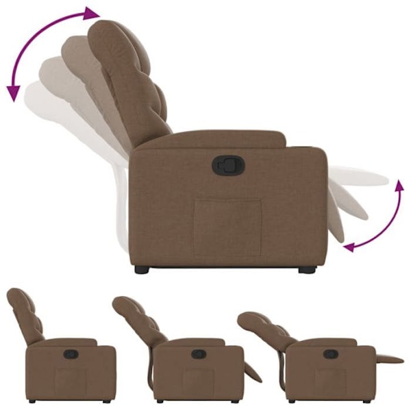 Fauteuil relax TV med komfortabel polstring og elektrisk løftefunktion i brun stoff DEC028057 kastanj