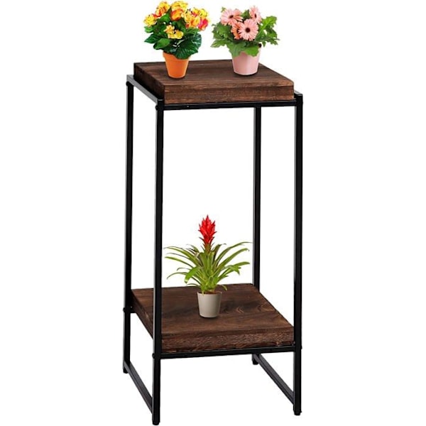 Plantesupport bordplade til blomster, sidebord i metal MDF mørkebrun 82