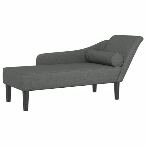 Meridienne chaise longue soffa för inomhusbruk med mörkgråa tygkuddar DEC026079 Grå