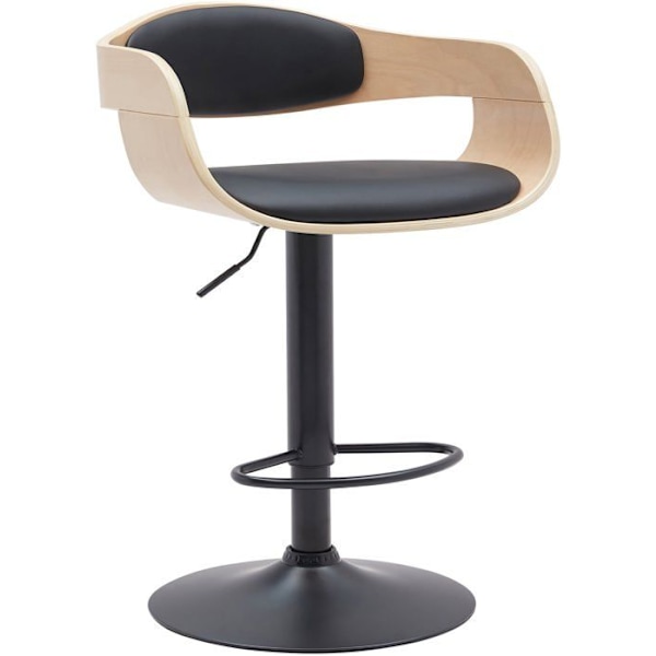 Skamler x1 scandinavisk design i sort PVC med lys træstruktur og sorte metalben 10_0005035 kastanj