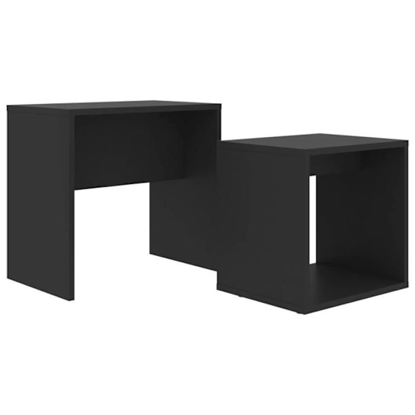 Sæt med to sofaborde, sidebord 48 x 30 x 45 cm i sort ingeniørtræ DEC031258 kastanj