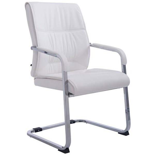 Kontor stol uden hjul besøgsstol uden hjul op til 260kg i hvid PVC 10_0002775 Vit
