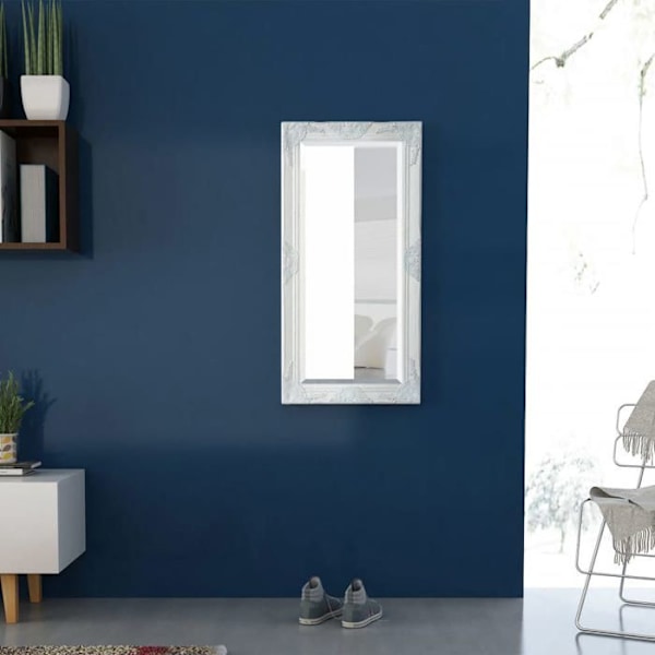 Väggspegel Barockstil 100 x 50 Vit