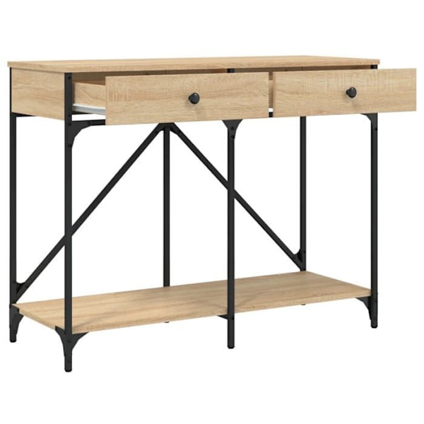 Funktionel og stilfuld konsolbord med skuffer 100 x 39 x 78,5 cm i ingeniørtræ og metal DEC031919 kastanj