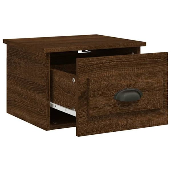 Væghængt natbord med skuffe 41,5 x 36 x 28 cm brun ingeniørtræ DEC034271 kastanj