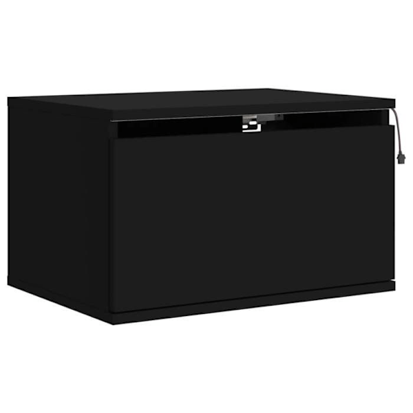 Set med 2 väggmonterade nattduksbord med LED-lampor och låda 50 x 36 x 30 cm i svart ingenjörsträ DEC036160 kastanj