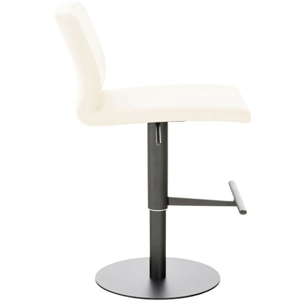 Barstool x1 korkeussäädettävä ja 360° kääntyvä, pyöreä alusta mustaa metallia, istuin PVC-kerma 10_0004567 Grädde