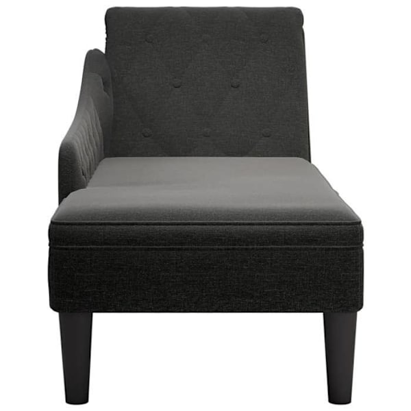 Meridienne chaise longue soffa för inomhus med kudde och högra armstöd i svart tyg DEC026260 Svart
