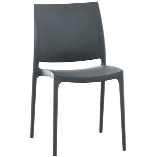 Grå plastträdgårdsstol med enkel design, stapelbar