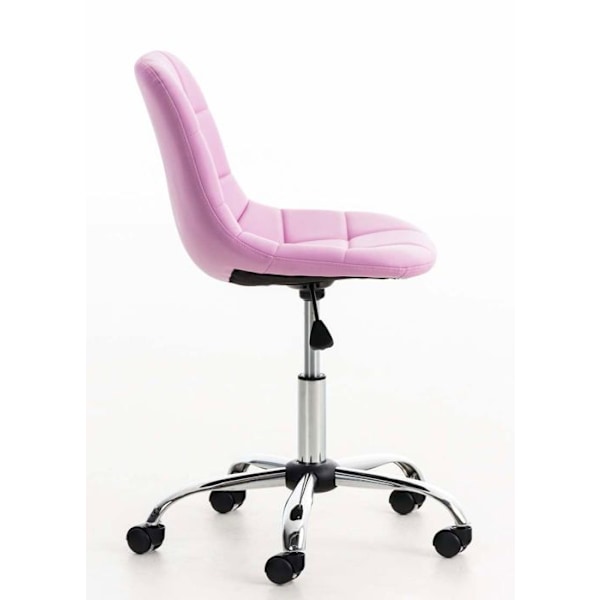 Rosa PVC og krom metal justerbar højde kontorstol taburet med hjul 10_0002491 Metall