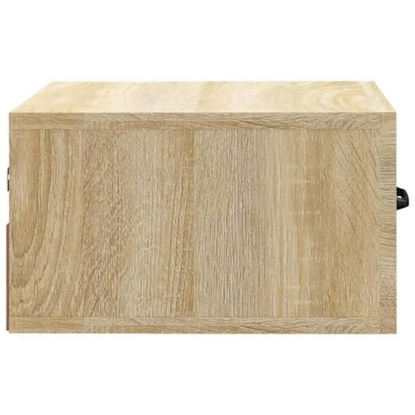 Sæt med 2 væghængte natborde med skuffe 35 x 35 x 20 cm ingeniørtræ i egetræ farve DEC036069 kastanj