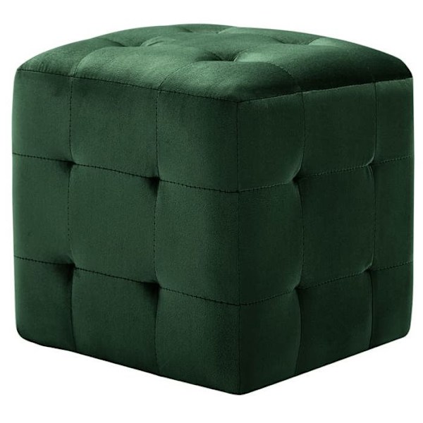 2 kpl nojatuolia, jalkojentukit, 30 x 30 x 30 cm, vihreä samettivuori, nappikoristelu DEC032761 Grön