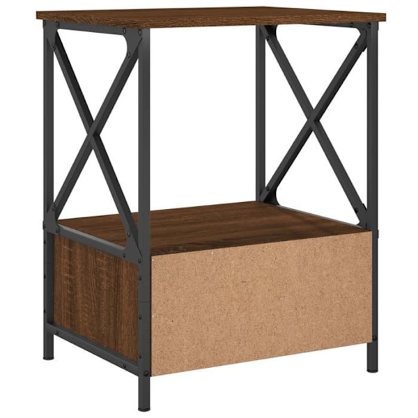 2 kpl yöpöytiä laatikolla 50 x 41 x 65 cm ruskeaa puuviilua ja rautaa DEC035211 kastanj