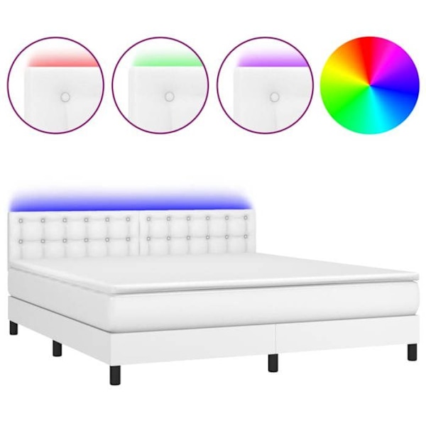 LED-sängram - Ej specificerad - 180x200 cm - Vit konstläder - 2 platser - Modern design Vit