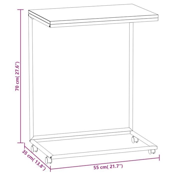 C-formad sidobord på hjul 55 x 35 x 70 cm i vitt ingenjörsträ DEC031292 Vit