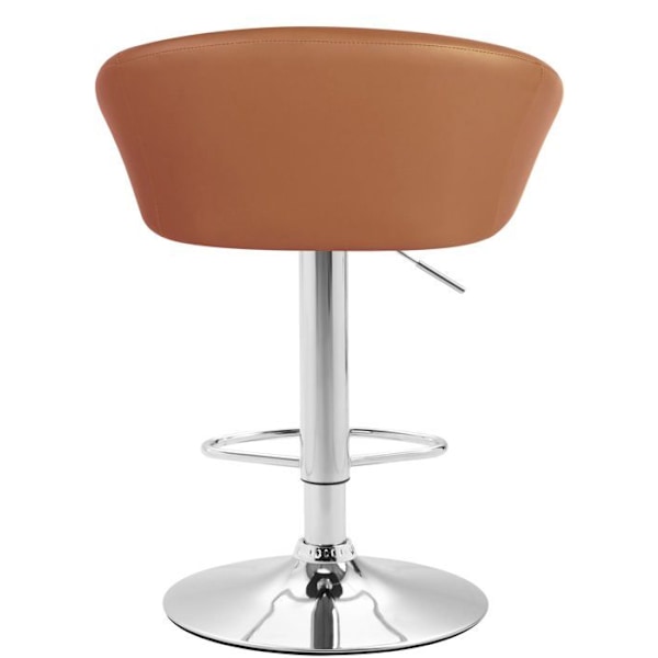 Baari stool x1 säädettävä ja kääntyvä, pyöreä selkänoja vaaleanruskeasta PVC:stä, kromimetallijalka 10_0005208 kastanj