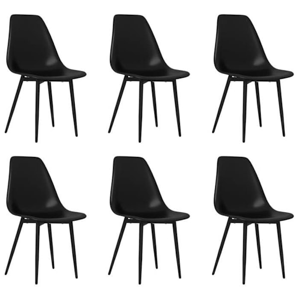 Sæt med 6 klassiske spisebordsstole i sort PP DEC025699 Svart