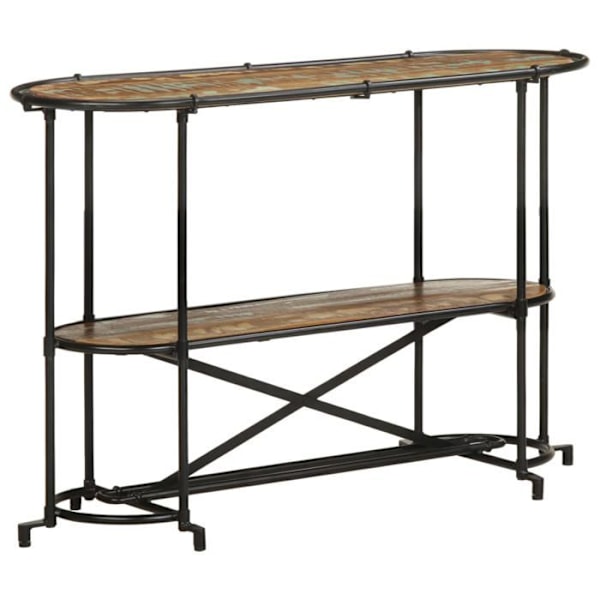 Bordkonsol med funktion og stil med hylder 110 x 42 x 76 cm af genbrugt massivt træ og jern DEC031534 kastanj