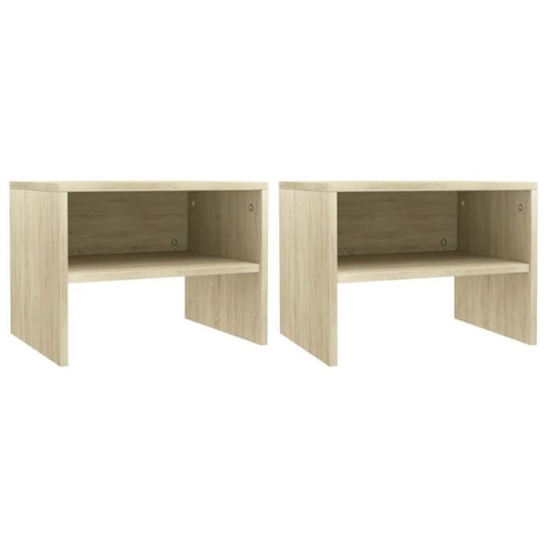 Sæt af 2 natborde med åbent rum 40 x 30 x 30 cm ingeniør træ farve eg DEC035226 kastanj