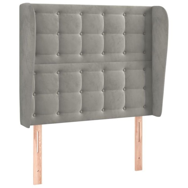 Hovedgærde til soveværelse møbel med polstring og sidekant 103 x 23 x 118/128 cm grå fløjl