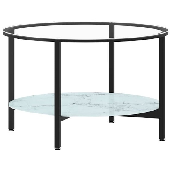 Bordsskåp 70 cm svart härdat glas med vit marmorlook DEC032584 Vit