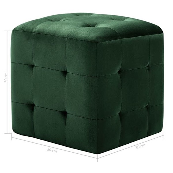 2 kpl nojatuolia, jalkojentukit, 30 x 30 x 30 cm, vihreä samettivuori, nappikoristelu DEC032761 Grön