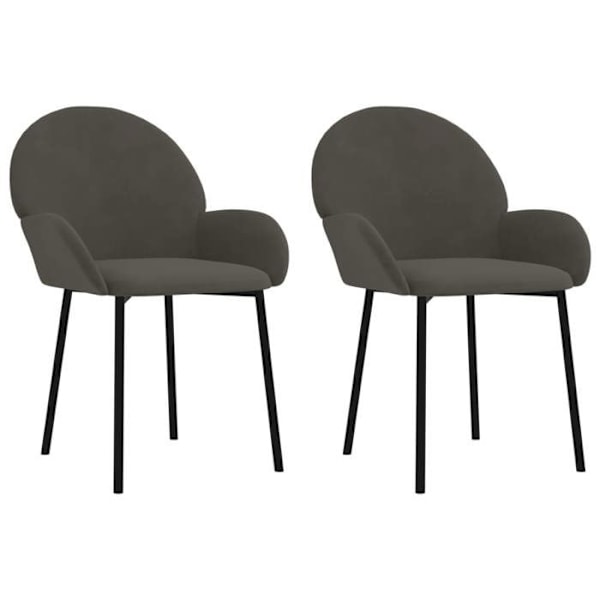 Sæt med 2 klassisk designede spisebordsstole i mørkegrå stof DEC025523 Grå