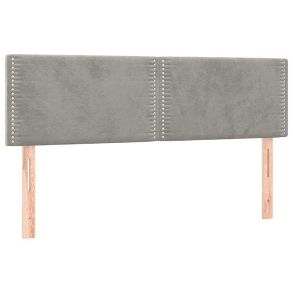 Hovedgærde til soveværelse møbel med LED 144 x 5 x 78/88 cm lys grå fløjl TDL0201397 Grå