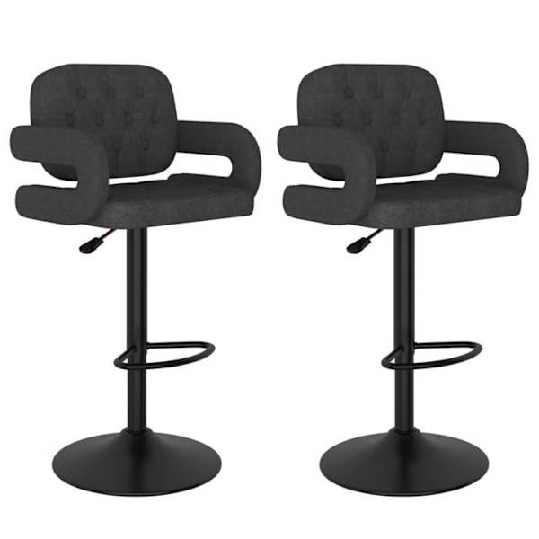 Set om 2 barstolar högdesign i grått tyg med knappar DEC029707 Grå