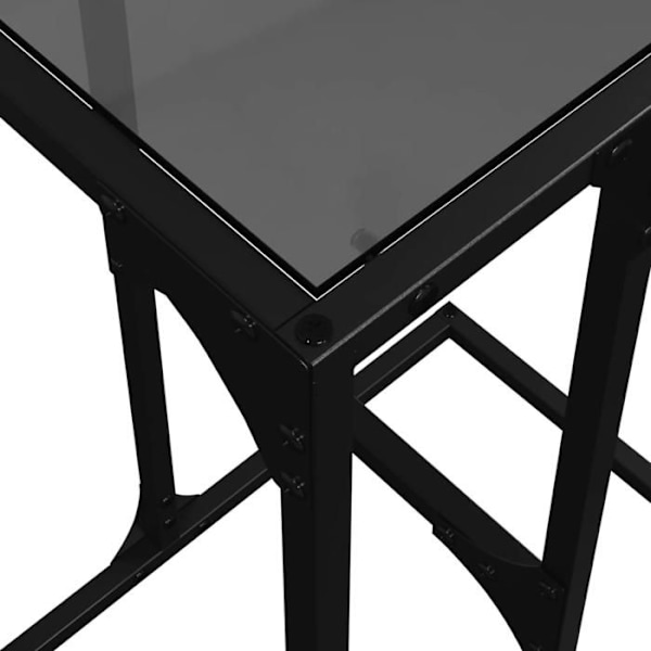 Sofa sidebord 40 x 30 x 61,5 cm glas og sort stål DEC032342 Svart