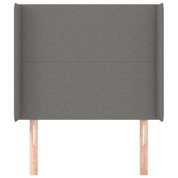Hovedgærde til seng, soveværelse, møbel med sidekant 103 x 16 x 118/128 mørkegrå stof Mörkgrå
