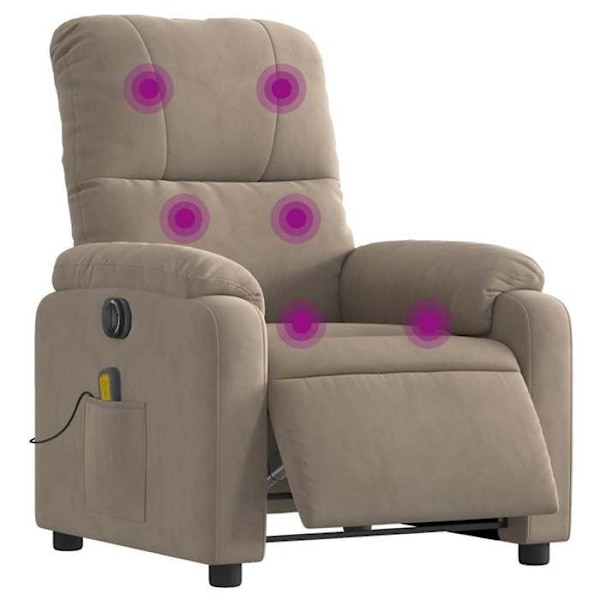 Afslapningsstol med massagefunktion og hvilestilling, 6 massagepunkter i taupe stof DEC027859 Mol
