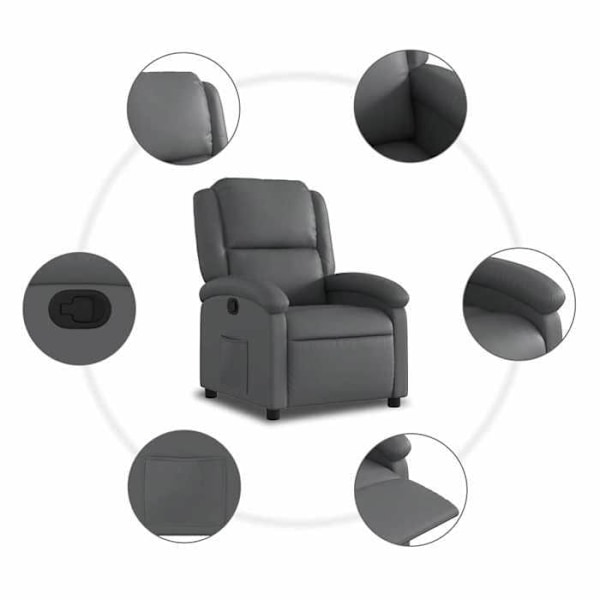 TV relaxfåtölj med bekväm stoppning, manuell lutningsfunktion i grå PVC DEC027967 Grå