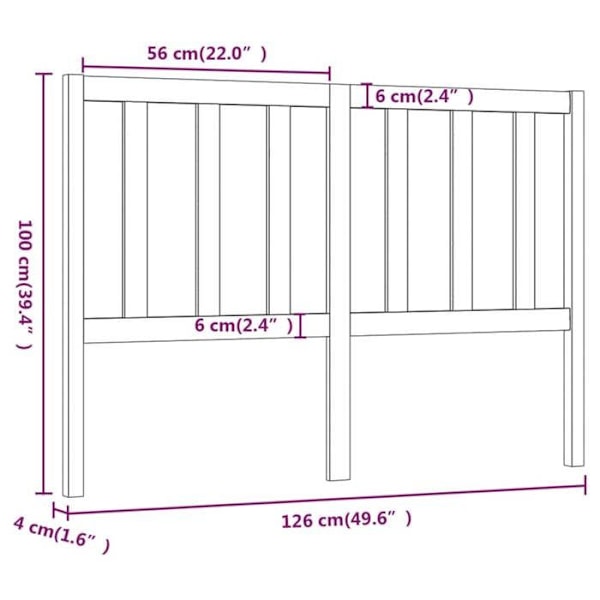 Hovedgærde til soveværelse, møbel 126 x 4 x 100 cm, sort fyrretræ TDL0202337