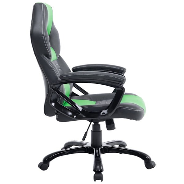 Gaming kontorstol på hjul med PVC sort/grønne og plastik vippefunktion 10_0002598 Svart