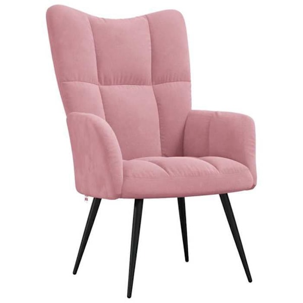 Moderne lounge stol i pink velour DEC026755 Rosa