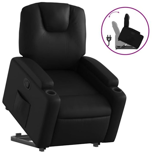 Fauteuil relax TV med komfortabel polstring og elektrisk løftefunktion i sort PVC DEC028077 Svart