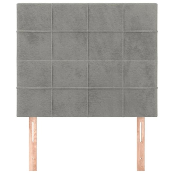 Hovedgærde - Ikke specificeret - 90x78/88 cm - Lys grå velour - Klassisk stil - 2 dele Ljusgrått
