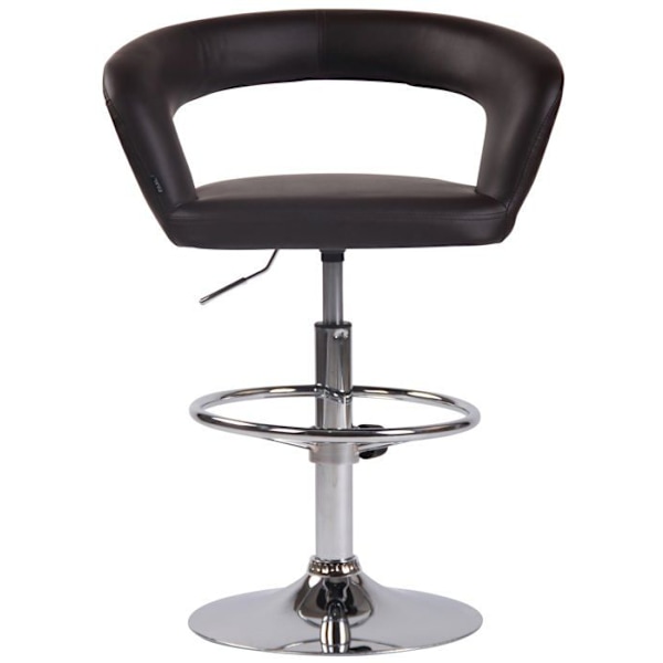 Barstol x1 modern sittplat i brun PVC, ben och fotstöd i kromat metall 10_0004992 kastanj