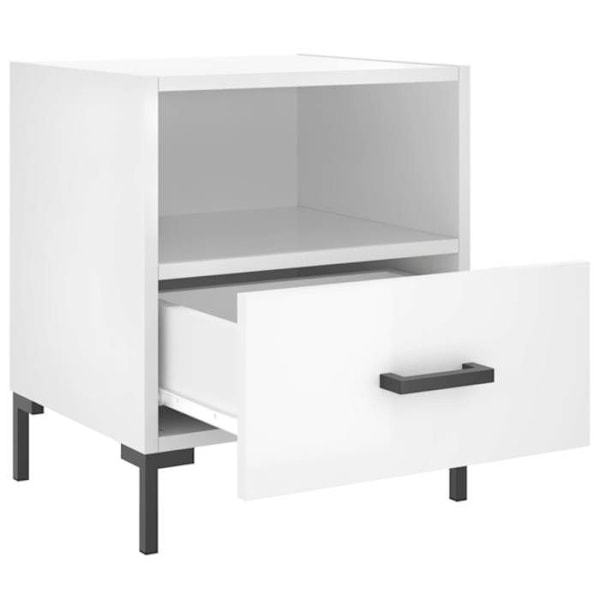 Sæt med 2 natborde med åbent rum og skuffe 40 x 35 x 47,5 cm hvidt ingeniørtræ og metal DEC034996 Vit