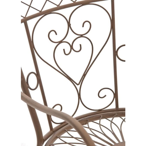 Sæt med 2 havestole med armlæn til balkon terrasse, rustik design i gammelbrunt metal 10_0002867 kastanj