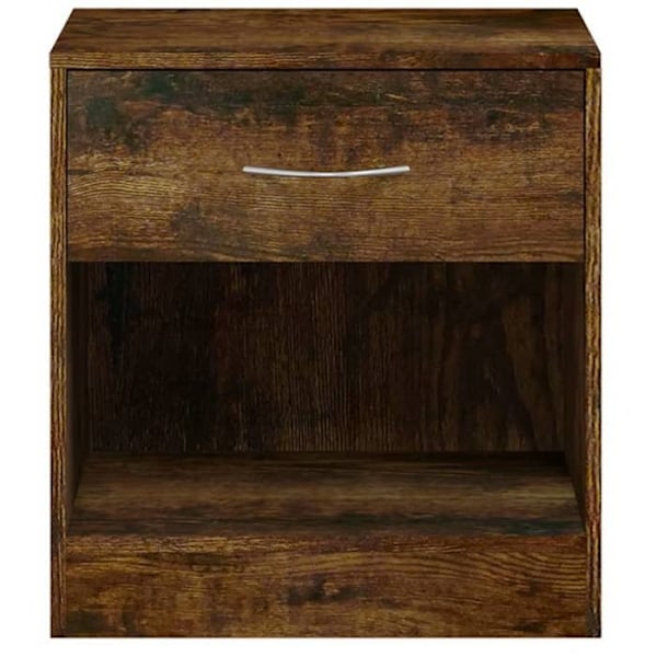 Sæt med 2 sengeborde med skuffe og åbent rum 36,5 x 30,5 x 38 cm engineering træ brun DEC034844 kastanj