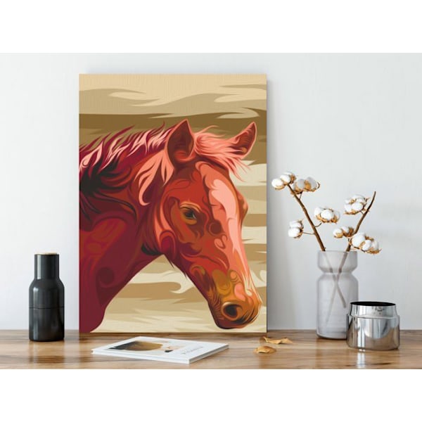 Malebog med maleri efter numre motiv Hingst i bukkebrun 40 x 60