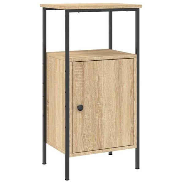 Sæt med 2 natborde med opbevaringsrum med dør og hylde 41 x 31 x 80 cm ingeniørtræ farve egetræ og jern DEC035287 kastanj