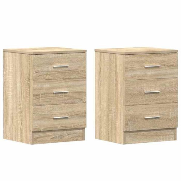 Set om 2 nattduksbord med lådor 38 x 35 x 56 cm ingenjörsträ färg ek DEC035873 kastanj