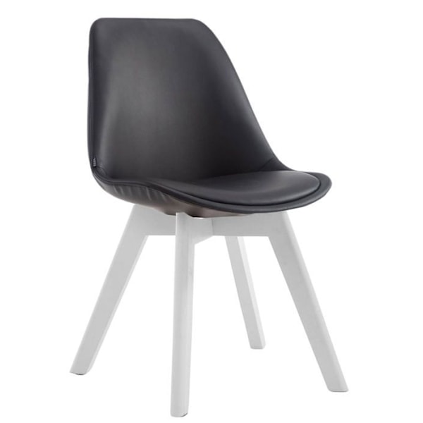 Spisestol x1 skandinavisk stil i sort PVC med 4-fodssupport i hvid farve 10_0003755 Vit