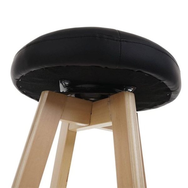 Baari stool x1 mustalla PVC:llä ja vaalealla puulla varustettu kääntyvä jalkatuki 04_0008595 kastanj